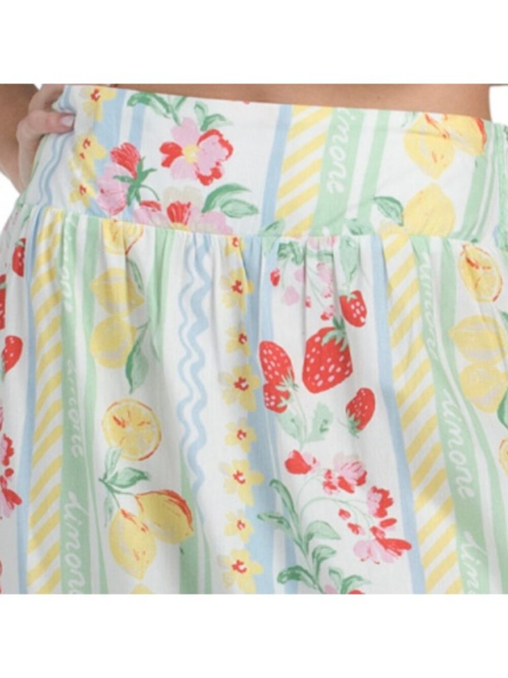 JAPNA 2pc Lemon Print Striped Maxi Skirt Set - Picture 4 of 5